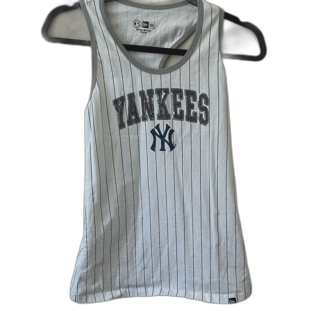 New York Yankees Pinstripe Sequined Racerback Tank Top - New Era, Women’s Small